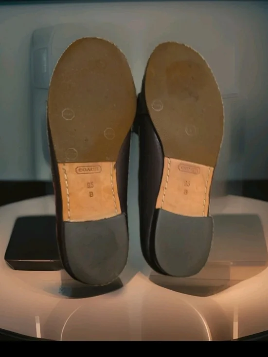 Pre-loved Brown Leather Coach "Elkie" Loafers Sz 9.5. - Picture 3 of 6